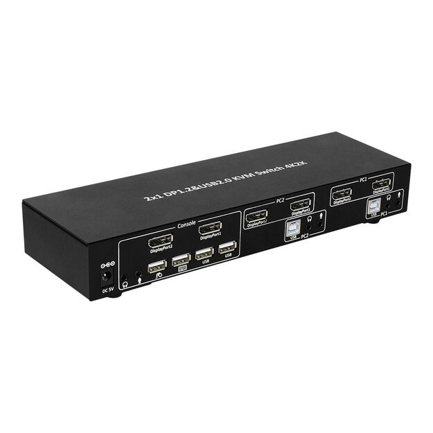TECHLY 101928 Techly 2-port DisplayPort/USB dual-monitor KVM switch 2x1 with audio 6