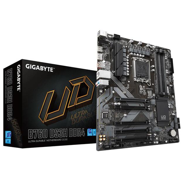 Pagrindinė plokštė GIGABYTE B760 DS3H LGA1700 4xDDR4 4xSATA 2xM.2 1xDP 1xHDMI