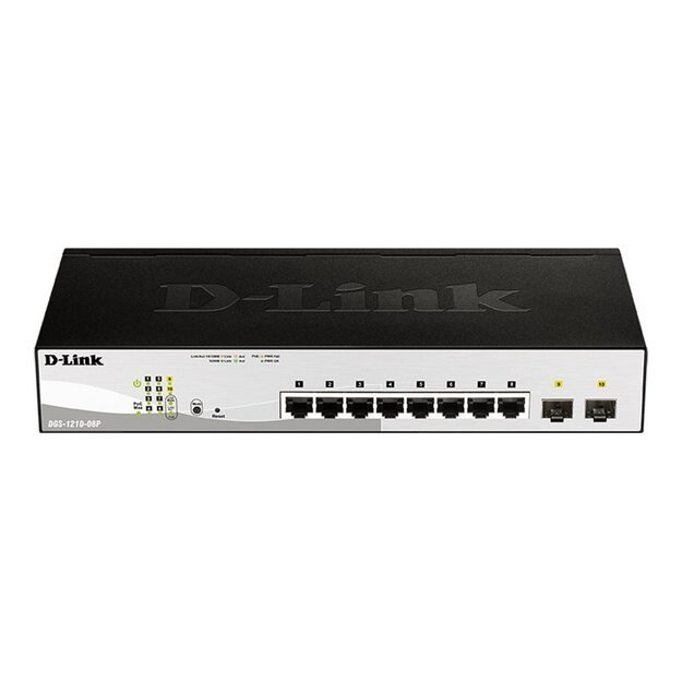 Komutatorius D-LINK 8-Port Layer2 PoE Smart Managed Gigabit dlink green 3.0 8x 10/100/1000Mbit/s TP RJ-45 PoE Port 802.3at