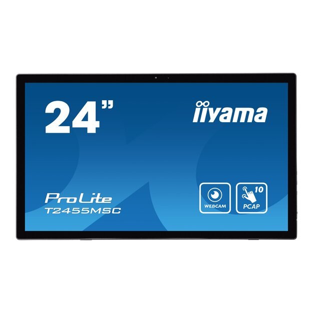 IIYAMA T2455MSC-B1 24inch IPS 1920x1080 Bonded PCAP 10P Touch Flat Bezel Free Glass Front 350cd/m2 HDMI Displayport USB 3.0-Hub