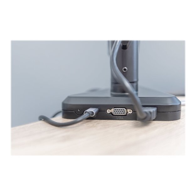DIGITUS Monitor Gas Spring Mount with USB-C Dock 5 Port 30inch 9kg max black 10