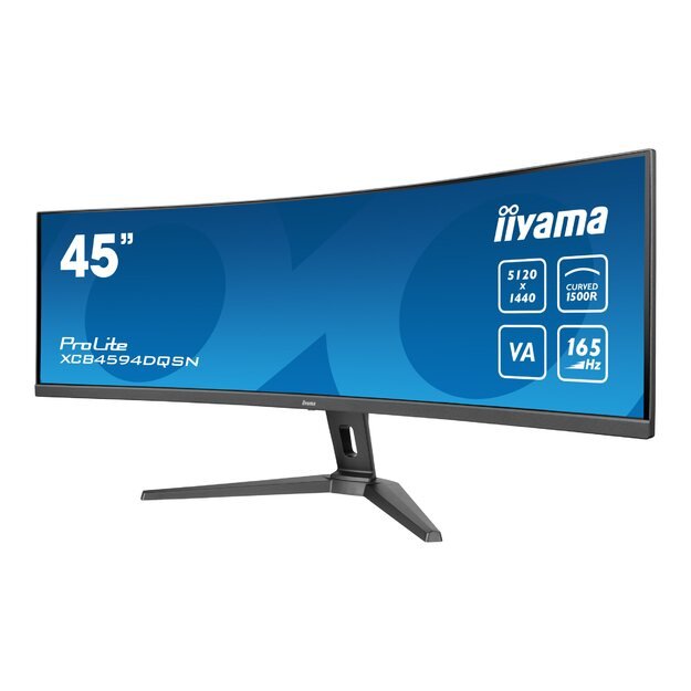 IIYAMA XCB4594DQSN-B1 44.5inch ETE VA DQHD 165Hz 450cd/m2 0.8ms MPRT Speakers USB-C Dock DP 2xHDMI KVM 3xUSB3.2 13cm Height Adj.