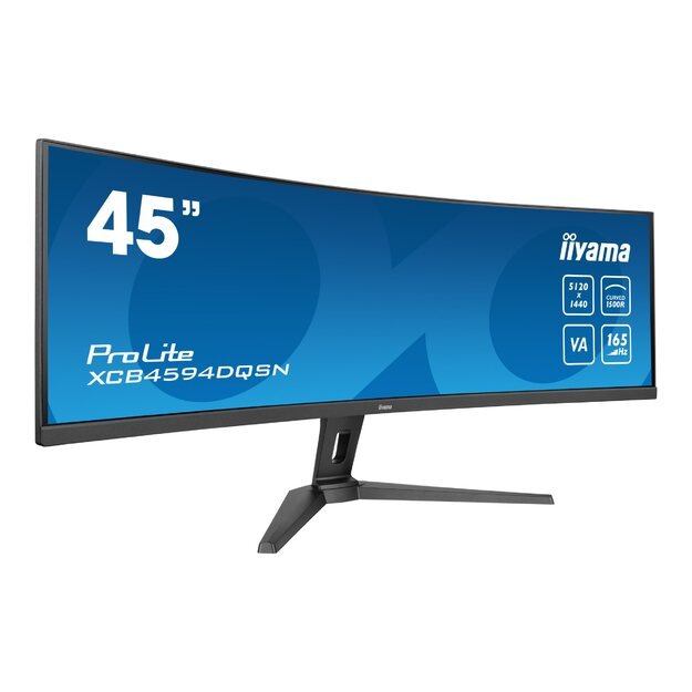 IIYAMA XCB4594DQSN-B1 44.5inch ETE VA DQHD 165Hz 450cd/m2 0.8ms MPRT Speakers USB-C Dock DP 2xHDMI KVM 3xUSB3.2 13cm Height Adj.