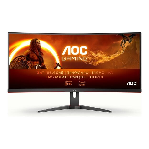 AOC CU34G2XE/BK 34inch 3440x1440 VA 144Hz HDR10 Freesync Premium Ultrawide DP HDMI