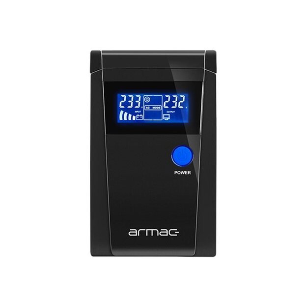 Nepertraukiamo maitinimo šaltinis UPS ARMAC O/850F/PSW Office Pure Sine Wave 850VA LCD 2x schuko 230V, metal case