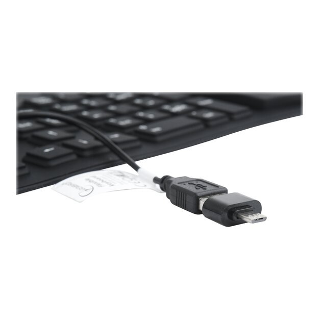 Klaviatūra laidinė GEMBIRD KB-109F-B Flexible , USB + OTG, black color, US layout