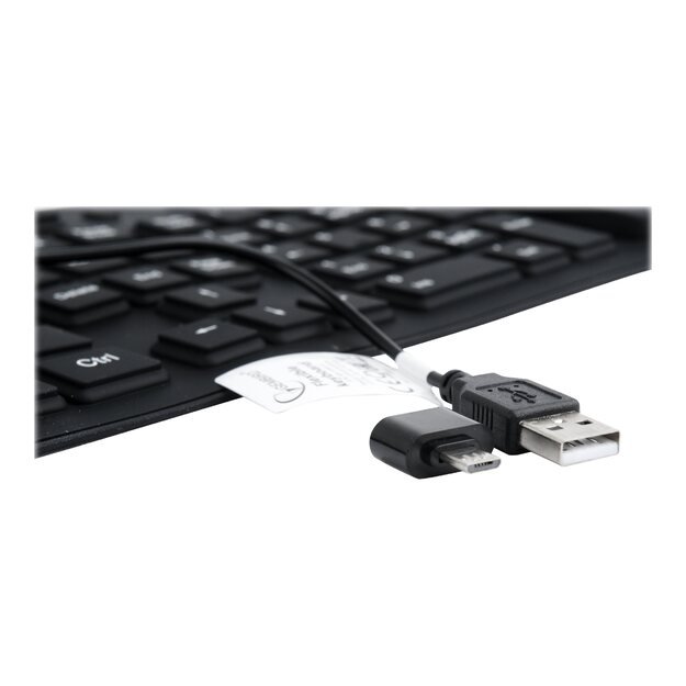 Klaviatūra laidinė GEMBIRD KB-109F-B Flexible , USB + OTG, black color, US layout