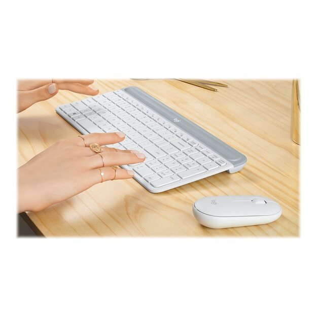 Klaviatūra + pelė komplektas LOGITECH Slim Wireless Keyboard and Mouse Combo MK470 - OFFWHITE - US INTNL - INTNL