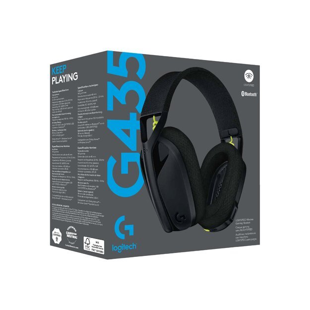 Ausinės LOGITECH G435 LightSpeed Wireless Gaming Headset - BLACK - EMEA