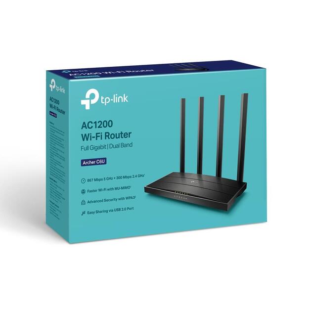 Wireless Router|TP-LINK|Wireless Router|1167 Mbps|IEEE 802.11n|IEEE 802.11ac|USB 2.0|1 WAN|4x10/100/1000M|Number of antennas 4|ARCHERC6U