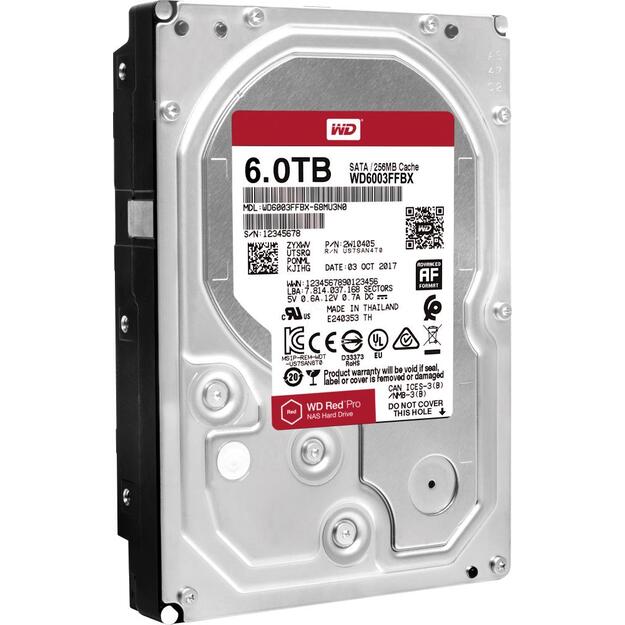 Kietasis diskas vidinis HDD|WESTERN DIGITAL|Red Pro|6TB|SATA 3.0|256 MB|7200 rpm|3,5 |WD6003FFBX