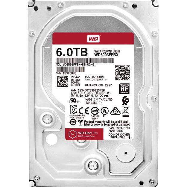 Kietasis diskas vidinis HDD|WESTERN DIGITAL|Red Pro|6TB|SATA 3.0|256 MB|7200 rpm|3,5 |WD6003FFBX