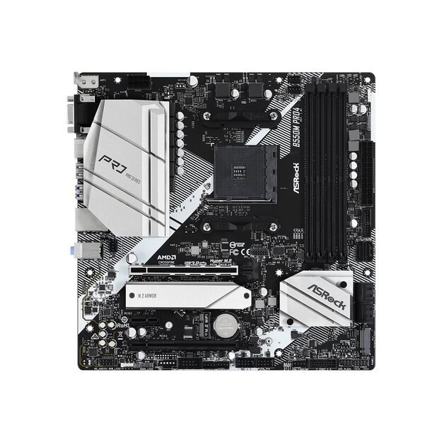 Pagrindinė plokštė ASROCK B550M Pro4 AM4 Socket DDR4 4733+ 1 x3.0 x16 x4.0 PCIe HDMI D-Sub DisplayPort 7.1 CH HD 6 SATA3 2 USB 3.2 mATX MB