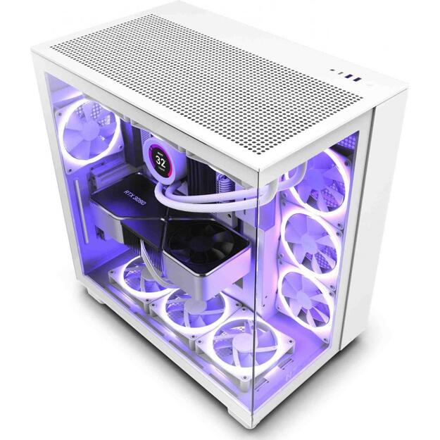 NZXT PC case H9 Flow Midi tower window white