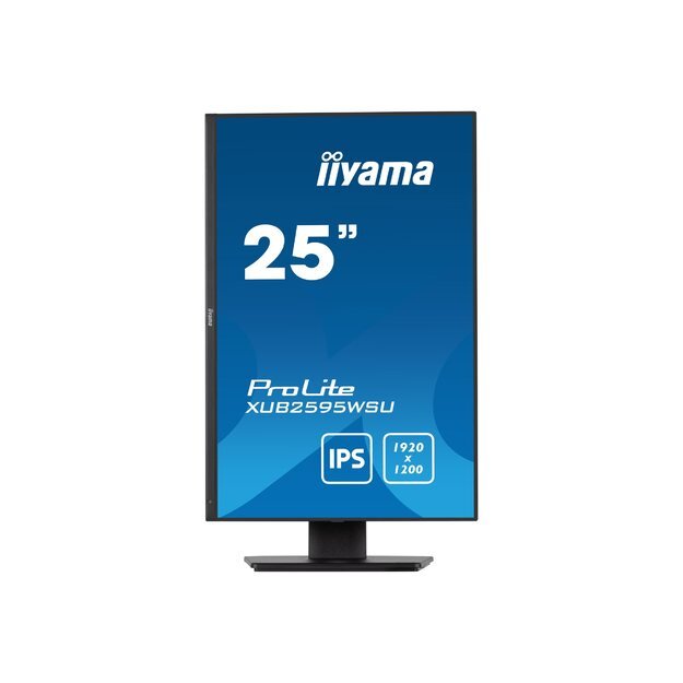 IIYAMA XUB2595WSU-B5 25inch ETE IPS-panel 1920x1200 300cd/m VGA HDMI DisplayPort 4ms Speakers USB HUB 2x2.0 15cm Height Adj. Stand