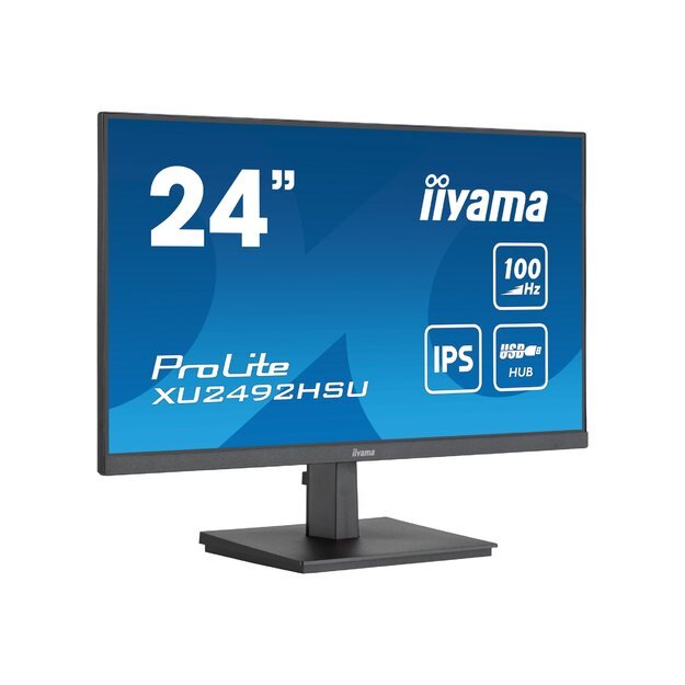 IIYAMA XU2492HSU-B6 24inch ETE IPS-panel 1920x1080 100Hz 250cd/m Speakers HDMI DisplayPort 0.4ms MPRT FreeSync USB-HUB