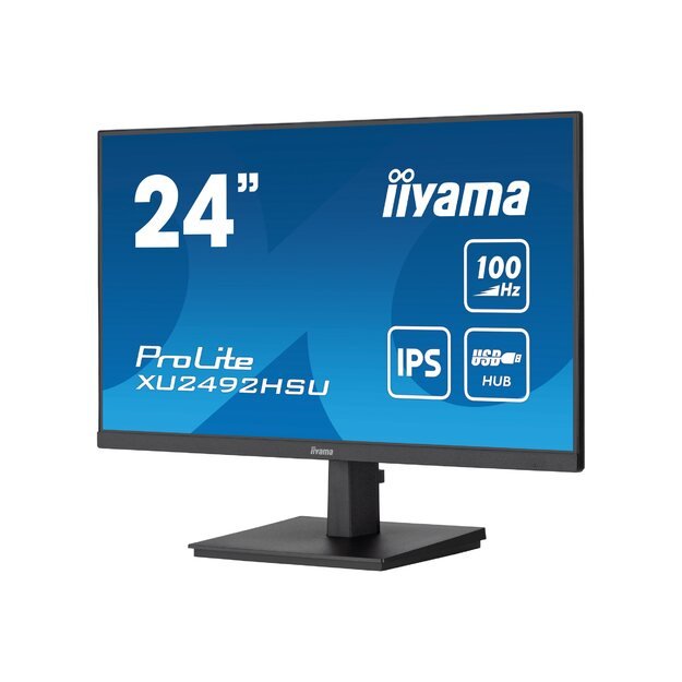 IIYAMA XU2492HSU-B6 24inch ETE IPS-panel 1920x1080 100Hz 250cd/m Speakers HDMI DisplayPort 0.4ms MPRT FreeSync USB-HUB