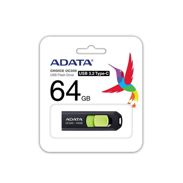 MEMORY DRIVE FLASH USB-C 64GB/ACHO-UC300-64G-RBK/GN ADATA