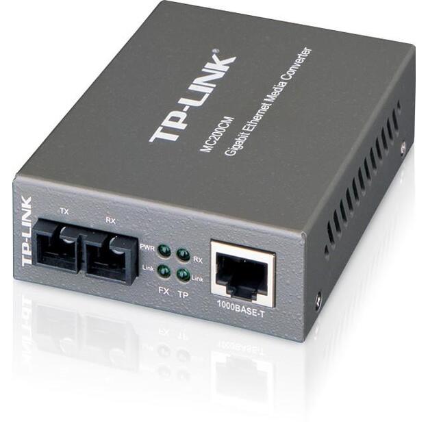 TP-LINK 1000Mbps RJ45 to 1000Mbps multi-mode SC fiber Converter Full-duplexup to 550m switching power adapter chassis mountable