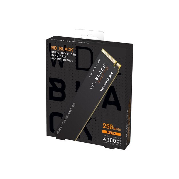 SSD|WESTERN DIGITAL|Black SN770|250GB|M.2|PCIe Gen4|NVMe|Write speed 2000 MBytes/sec|Read speed 4000 MBytes/sec|WDS250G3X0E