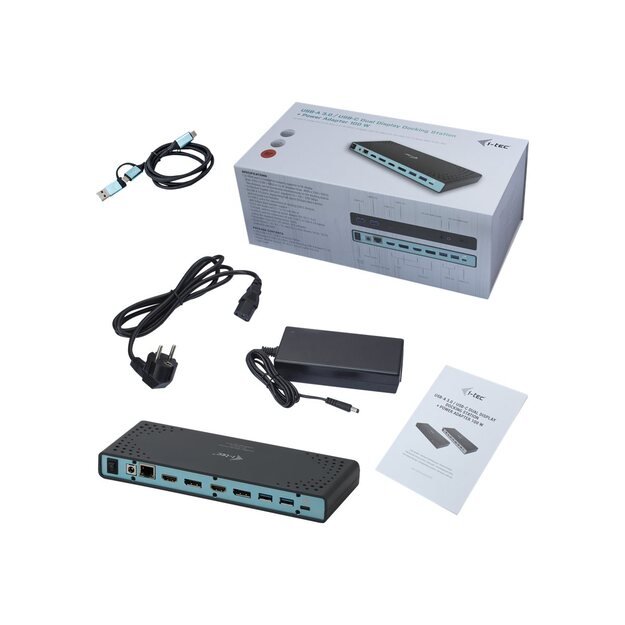 I-TEC USB 3.0/USB-C Dualdock with PD 1x 5K 2x 4K 60Hz 2x HDMI 2x DP 1x GLAN 4x USB 3.0 2x USB-C 1x Audio/Mic Jack 1x 65W USB-C PD KL