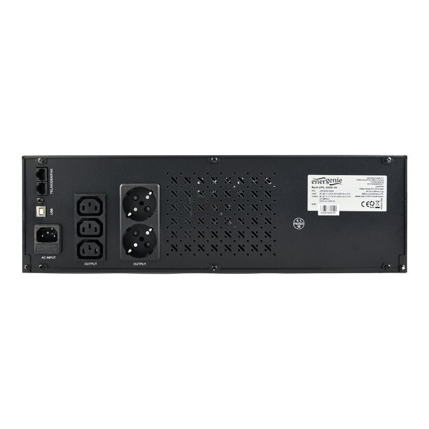 Nepertraukiamo maitinimo šaltinis UPS GEMBIRD UPS-RACK-1200 UPS Rack 19inch 3.4U 1200VA 2xIEC 2x Schuko 230V USB LCD