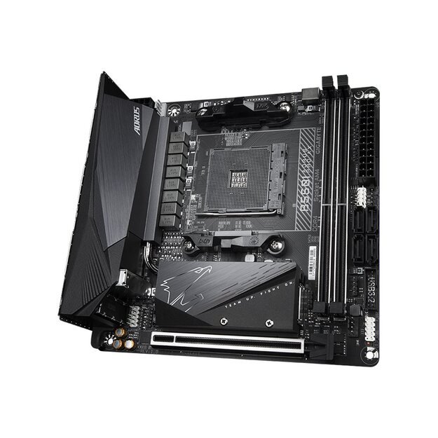 Pagrindinė plokštė GIGABYTE B550I AORUS PRO AX AM4 DDR4 2xM.2 4xSATA WiFi DP HDMI mITX MB