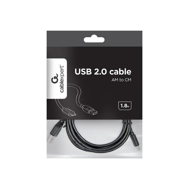 GEMBIRD CCP-USB2-AMCM-6 Gembird USB 2.0 AM cable to type-C (AM/CM), 1.8m, black 3