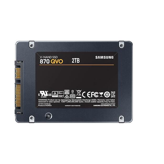 Kietasis diskas (SSD) vidinis SSD|SAMSUNG|870 QVO|2TB|SATA 3.0|Write speed 530 MBytes/sec|Read speed 560 MBytes/sec|TBW 720 TB|MTBF 1500000 hours|MZ-77Q2T0BW