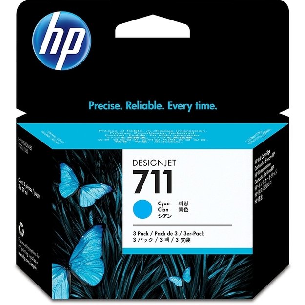 INK CARTRIDGE CYAN NO.711/3-PACK 29ML CZ134A HP