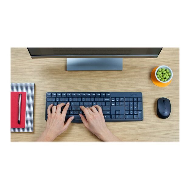 Klaviatūra + pelė komplektas LOGITECH MK235 Wireless Keyboard&Mouse GREY US INT