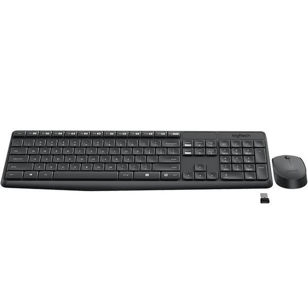 Klaviatūra + pelė komplektas LOGITECH MK235 Wireless Keyboard&Mouse GREY US INT