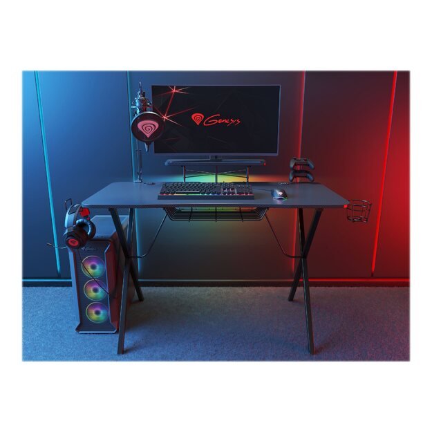 Žaidimų stalas  NATEC NDS-1550 Genesis Gaming Desk HOLM 300 RGB Hub USB wirelesz chrger