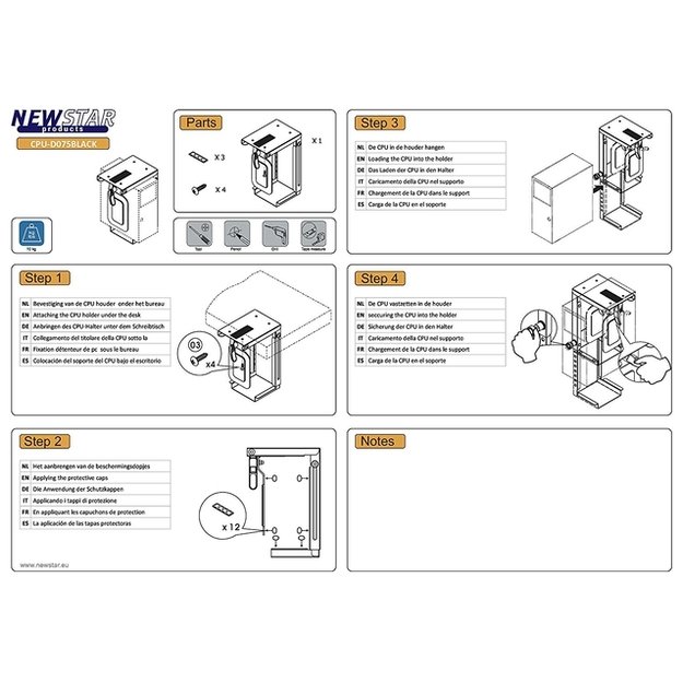 PC ACC DESK MOUNT 10KG/CPU-D075BLACK NEOMOUNTS