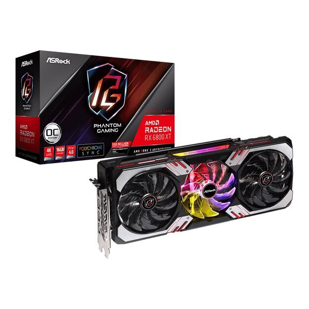 ASROCK Radeon RX 6800 XT Phantom Gaming 16GB GDDR6 PCIe 4.0 3x DisplayPort 1x HDMI OC VGA