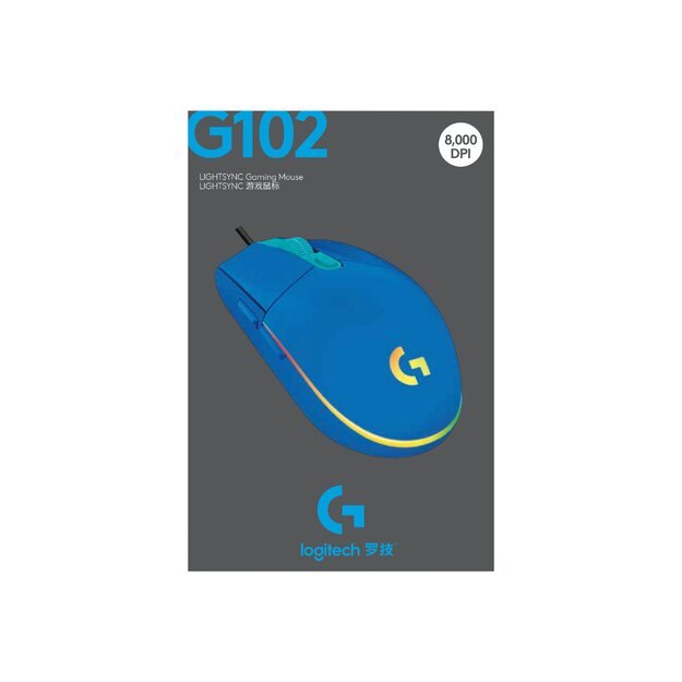 Kompiuterinė pelė laidinė LOGITECH G102 Lightsync Blue EER 11