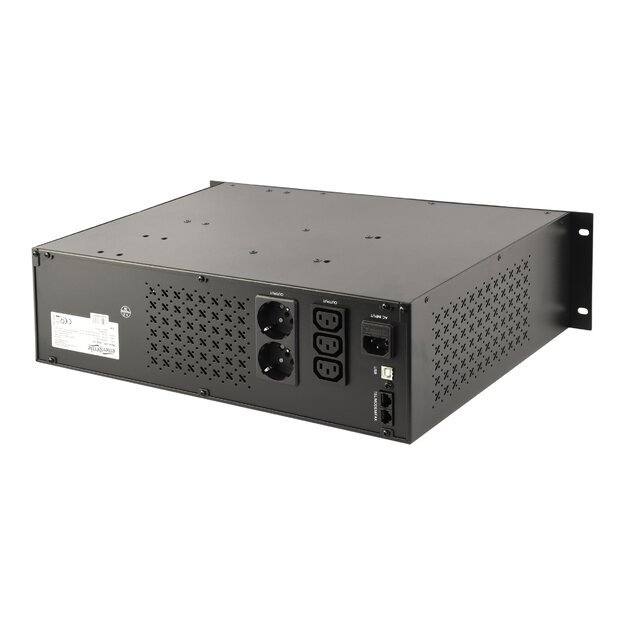 Nepertraukiamo maitinimo šaltinis UPS GEMBIRD UPS-RACK-2000 UPS Rack 19inch 3.4U 2000VA 2xIEC 2x Schuko USB LCD