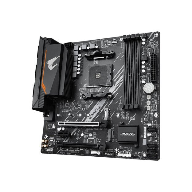 Pagrindinė plokštė GIGABYTE B550M AORUS ELITE AM4 DDR4 2xM.2 4xSATA HDMI DVI mATX MB