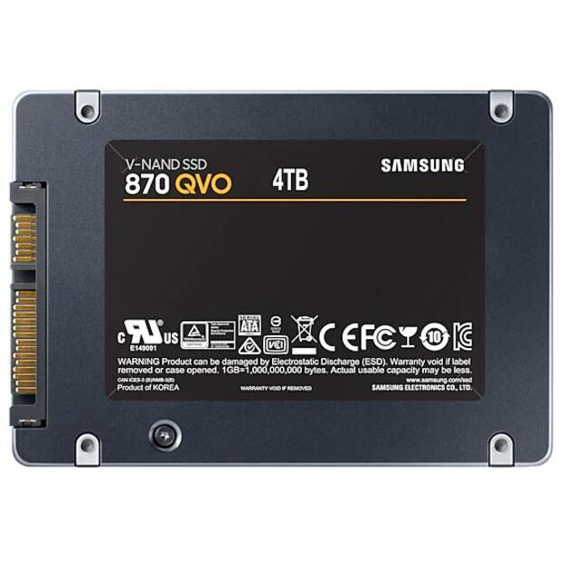 Kietasis diskas (SSD) vidinis SSD|SAMSUNG|870 QVO|4TB|SATA 3.0|Write speed 530 MBytes/sec|Read speed 560 MBytes/sec|2,5 |TBW 1440 TB|MTBF 1500000 hours|MZ-77Q4T0BW