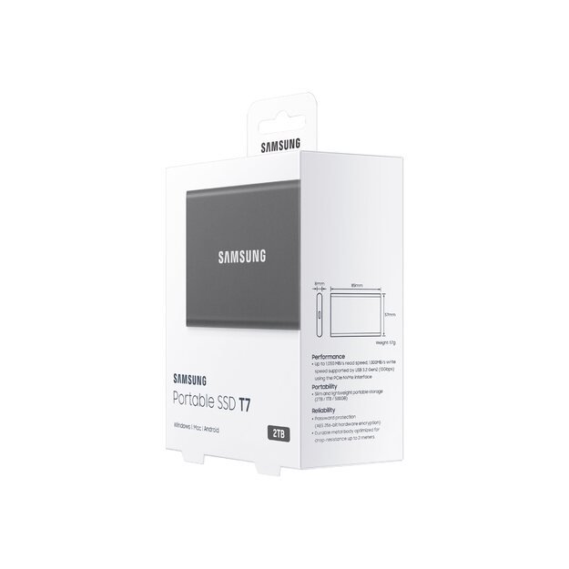 Išorinis kietasis diskas SSD SAMSUNG T7 2TB extern USB 3.2 Gen 2 indigo titan grey 26