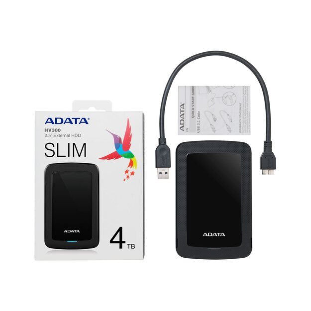 Išorinis kietasis diskas HDD ADATA|HV300|4TB|USB 3.1|Colour Black|AHV300-4TU31-CBK