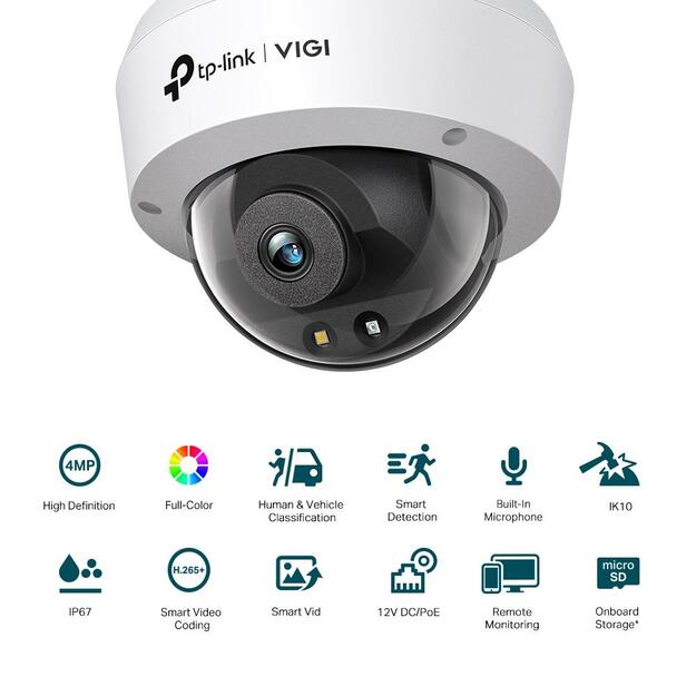 Tinklo kamera 4MP IR DOME VIGI C240(2.8MM) TP-LINK