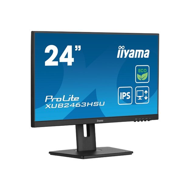 IIYAMA XUB2463HSU-B1 23.8inch ETE IPS EyeComfort/EyeSafe 2.0 FHD 100Hz 250cd/m2 3ms Speakers HDMI DP 2xUSB 3.2 15cm Heigt Adj.