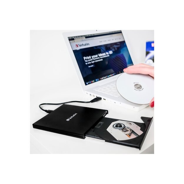 VERBATIM Mobile Blu-Ray ReWriter slim external USB3.0 black incl. software Mdisc support