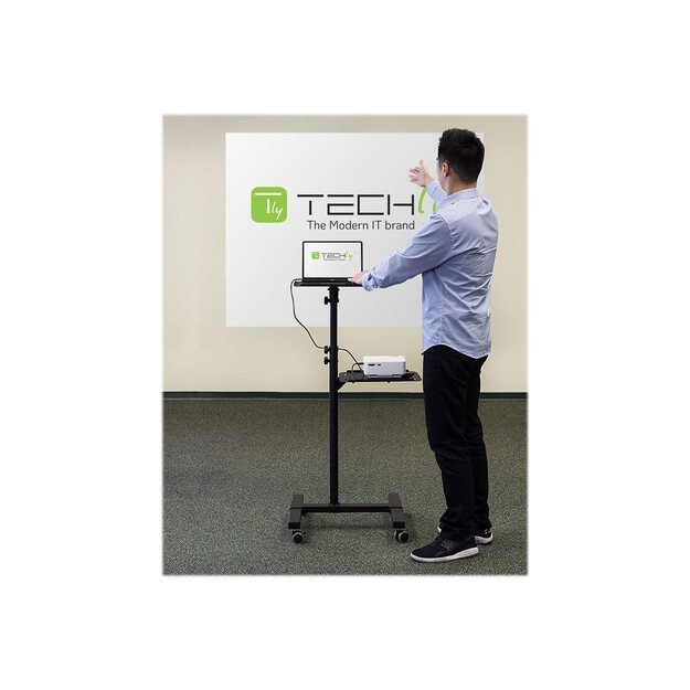 TECHLY Universal Adjustable Trolley for Notebook Projector with Shelf Black 30