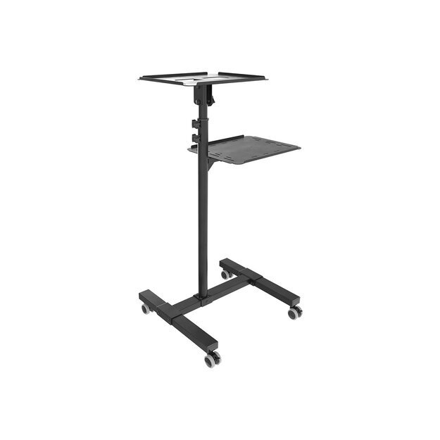TECHLY Universal Adjustable Trolley for Notebook Projector with Shelf Black 2