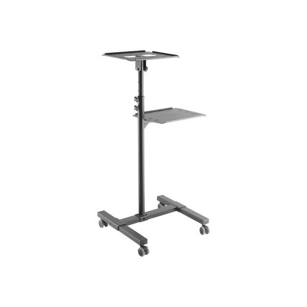 TECHLY Universal Adjustable Trolley for Notebook Projector with Shelf Black 4
