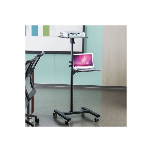 TECHLY Universal Adjustable Trolley for Notebook Projector with Shelf Black 23