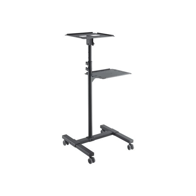 TECHLY Universal Adjustable Trolley for Notebook Projector with Shelf Black 11