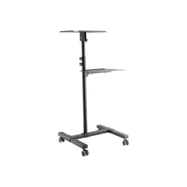 TECHLY Universal Adjustable Trolley for Notebook Projector with Shelf Black 12